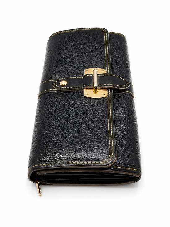 Louis Vuitton Handbags - Louis Vuitton Suhali Portefeuille Favori Black Leather Long Wallet Gold Hardware